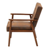 Distressed Tan Leather Upholstered Armchair Accent Chair Solid Wooden Frame Sofa