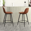 Set of 2 Brown Faux Leather Bar Stools Breakfast Stools Kitchen Chair 65 cm Seat