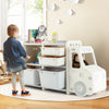Kids Toy Storage Organizer Truck-shaped Toddler Storage Cabinet w/2 Bins