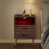 Bedside Table Cabinet 2 Drawers Accent Sofa Side LED Nightstand Storage Unit NEW