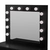 Black Dressing Table Set with LED Lights Mirror Vanity Make up Desk Stool