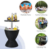 2-in-1 Cool Bar Table 30L Outdoor Beer Wine Ice Bucket Patio Ice Cooler Black