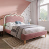 UPHOLSTERED BED FRAME PINK VELVET 3FT SINGLE BED WITH WOOD SLATS & LED HEADBOARD