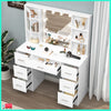 Dressing Table Set Makeup Desk w/ LED Light Mirror 7 Drawers Vanity Table White