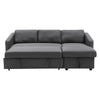 Modern Linen Corner Sofa Bed with Storag 3 Seater Pull Out Sofa Bed Dark Grey