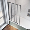 Over Bath Shower Screen 4 Folding Black Frame Safety Clear Glass Panel 1000x1400