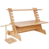 Natural Bamboo Standing Desk Converter Dual Monitor Stand Sit Stand Riser Stand