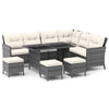 7 PCS Patio Dining Furniture PE Rattan Sectional Sofa Set with Ottomans White