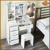 White Dressing Table With LED Lights Mirror 6 Shelves Stool Vanity Makeup Desk