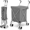Lightweight Shipping Utility Cart 90L Waterproof Folding Shopping Cart-Grey