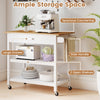 Kitchen Island Dining Room Serving Trolley with 2 Open Shelves-White