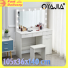 Large Dressing Table Stool Set with LED Light Mirror Vanity Make up Desk UK