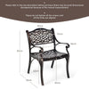 Set of 2 Outdoor Patio Dining Chairs Cast Aluminum Bistro Chairs with Armrests