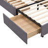 4FT6 DOUBLE BED LINEN FABRIC UPHOLSTERED BED FRAME WITH 4 STORAGE DRAWERS GREY