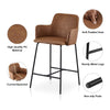 2PCs Faux Leather Bar Stool Breakfast Kitchen Bar Chair w/ Backrest Footrest