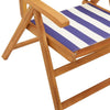 Reclining Garden Chairs 4 pcs Blue and White Fabric and Solid Wood H6O4