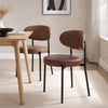 Dusk Mia Tan Faux Leather & Black Metal Set of 4 Dining Chairs RRP l