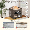 Foldable Wicker Kitten Condo 2-tier Rattan Cat House w/ Elevated Perch