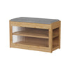 Shoe Bench Cabinet 2-Tier Flip-door Shoe Storage Rack with Seat Cushion Bamboo