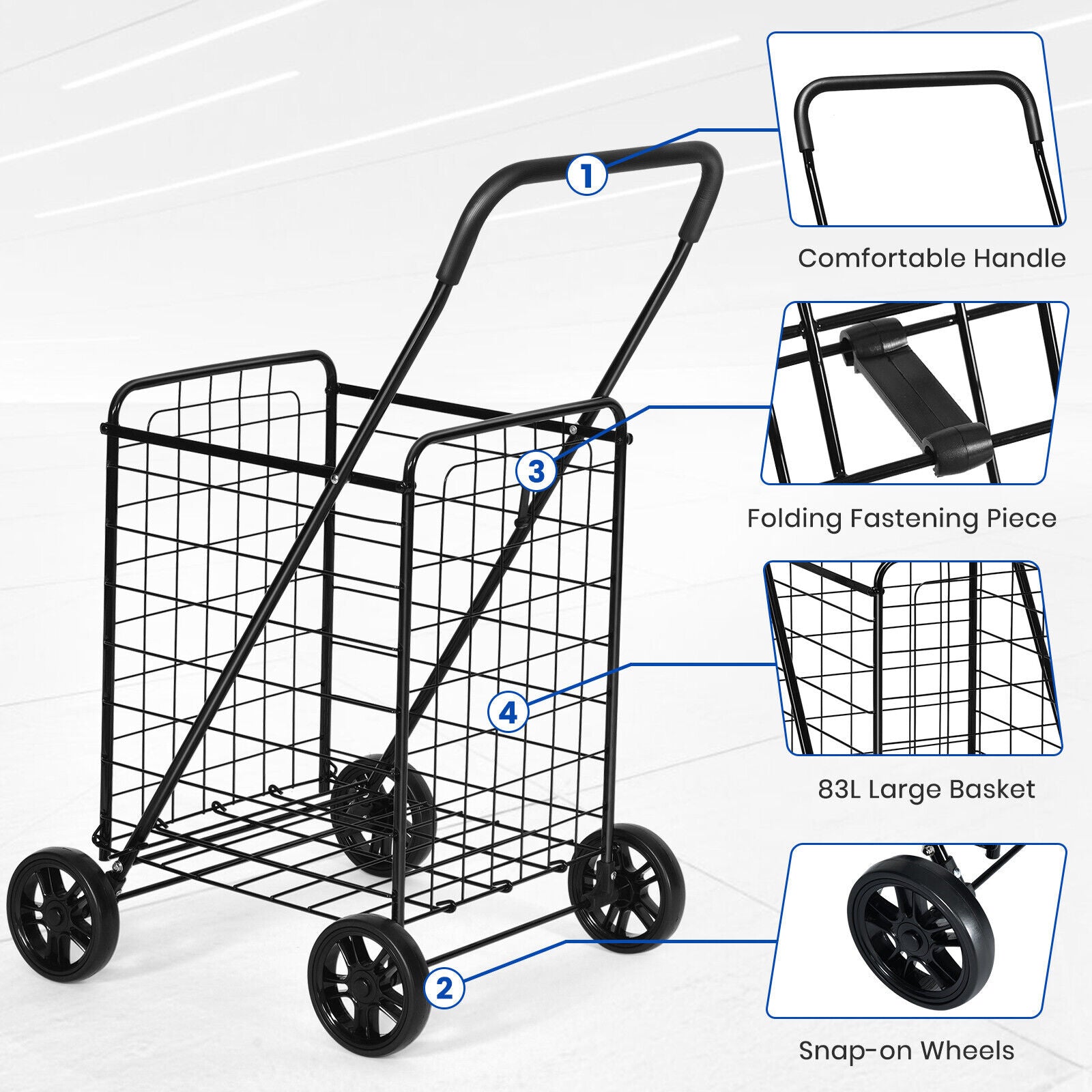 Folding Shopping Cart Grocery Trolley with Storage Bag Inflatable... Folding Shopping Cart Grocery Trolley with Storage Bag Inflatable...
