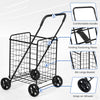 83L Folding Shopping Cart Metal Grocery Utility Cart Versatile Rolling Cart