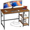 Computer Desk Study Table with 2/4 Tier Bookshelf and Power Outlet Laptop Table