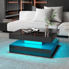 High Gloss Square LED Coffee Table Cocktail End Table Living Room Furniture