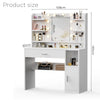 Dressing Table w/ LED Lights Mirror,Makeup Vanity Table w/ Shelves & Drawer Szrh