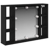 LED Mirror Cabinet - Black Oak - 76x15x55 cm - Made of Engineered Wood
