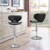 Set of 2 Faux Leather Chrome Bar Stools Swivel & Gas Lift, Foot Rest Pub Chair