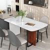 Sleek Marble Dining Table Thicken Pillar Stand Guesthouse Hotel Kitchen Table