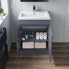 Bathroom Vanity Unit Freestanding Basin Sink Cabinet Furniture Gloss Grey 600mm