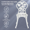 3Pcs Garden Furniture Set Antique Cast Aluminum Rose Design Bistro Table Chairs