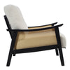 Japanese Style Rattan Arm Accent Chair White Teddy Fleece Armchair Cushion Seat