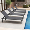 Heavy-Duty Patio Recliner W/ 6-Level Backrest & Breathable Fabric-Gray