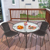 Outdoor Garden Round Brown Bistro Coffee Table Glass Top Stacking/Foldable Chair