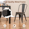 4 Pcs Stackable Kitchen Side Chairs with Wood Seat-Gun