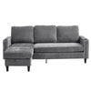 Grey L-Shaped Sofa w/3 Seater & Mobile Foot Stool, Modern Corner Sectional Couch
