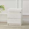 High Gloss BedsideTable Cabinet Storage 2 Drawers with LED Light Bedroom White
