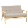 Mid Century Wooden Frame 2 Seater Sofa Small Love Seat Chair Settee Armchair