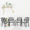 4Pcs Cast Aluminum Patio Dining Chairs Heavy Duty Metal Bistro Chairs w/ Cushion
