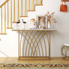 Modern Console Table Faux Marble Narrow Entryway Hallway Table Accent Desk 120cm