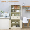 Kitchen Cupboard, 5-tier Storage Cabinet with Adjustable Shelves Drawer, Cream