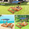 Toddler Patio Activity Playset w/ Adjustable Rotatable Canopy-Natural