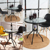 Outdoor Dining Table Garden Patio Tempered Glass Top Metal Legs Bistro Furniture