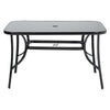 Rectangle Garden Patio Dining Table Outdoor Glass Top Bistro Table Metal Frame