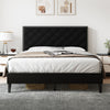 4ft6 Double Bed Frame Upholstered Platform Bed with Adjustable Headboard Velvet