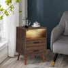 Bedside Table Cabinet 2 Drawers Accent Sofa Side LED Nightstand Storage Unit NEW