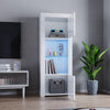 White High Gloss LED Tall Display Cabinet Cupboard Sideboard Standing Storage