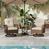 3 Piece Patio Swivel Rocker Set 2 Outdoor Wicker Rocking Chairs Brown